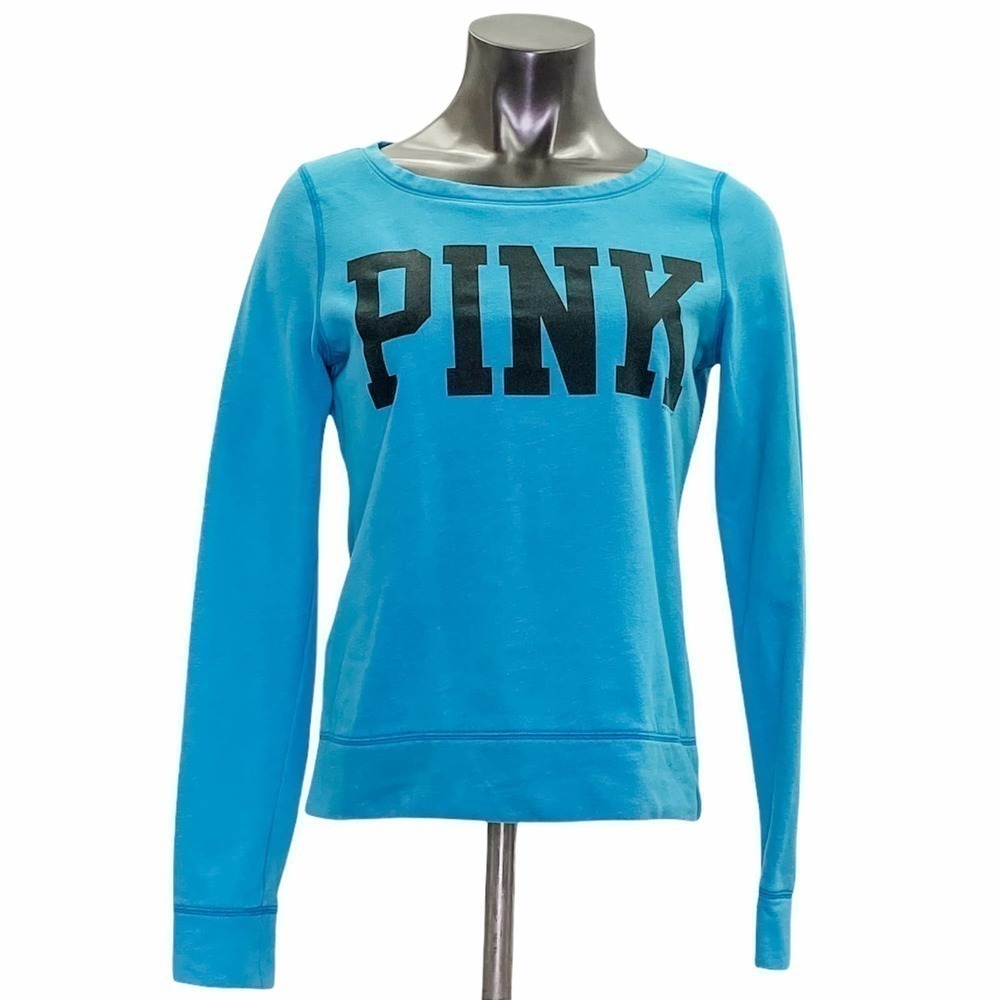 Pink Victoria's Secret Blue Long Sleeve Sweatshirt